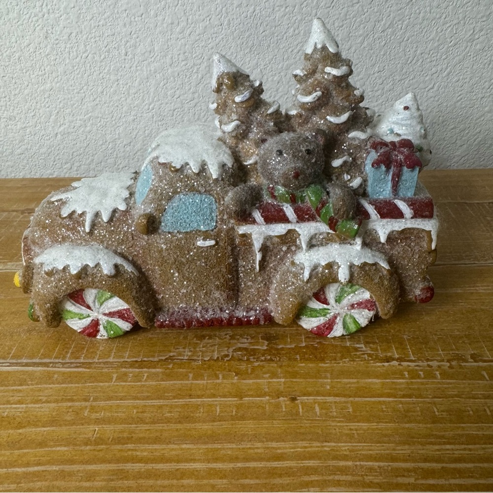 Festive Brown Holiday Truck with Trees Decor